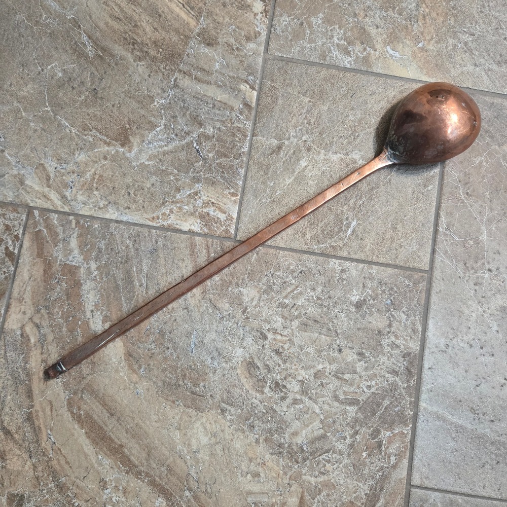 Vintage Handcrafted Long Handle Brass Spoon Etched Primitive Decorative Ladle 17 - Picture 13 of 13